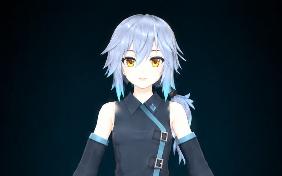 Silber Wolf geschnittenes Mädchen 3D-Modell