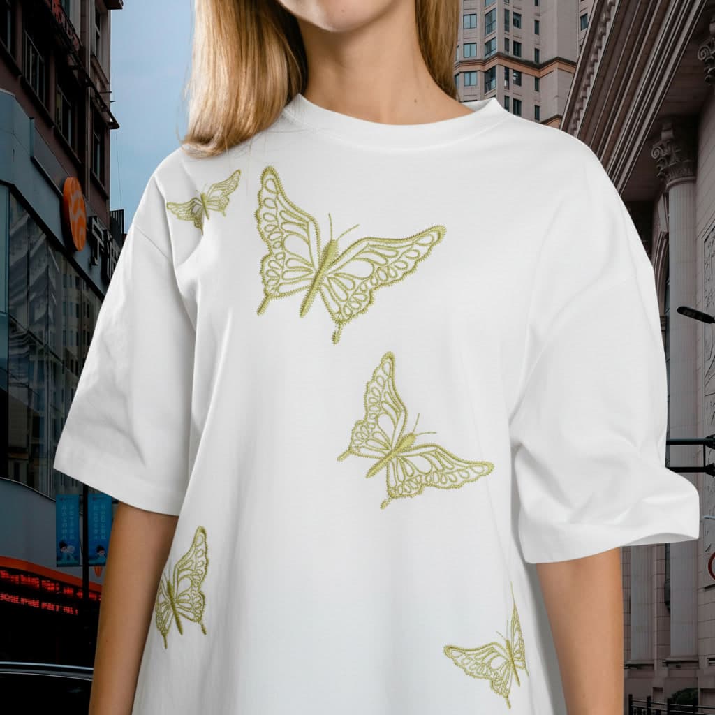 Butterfly embroidery design for t-shirts
