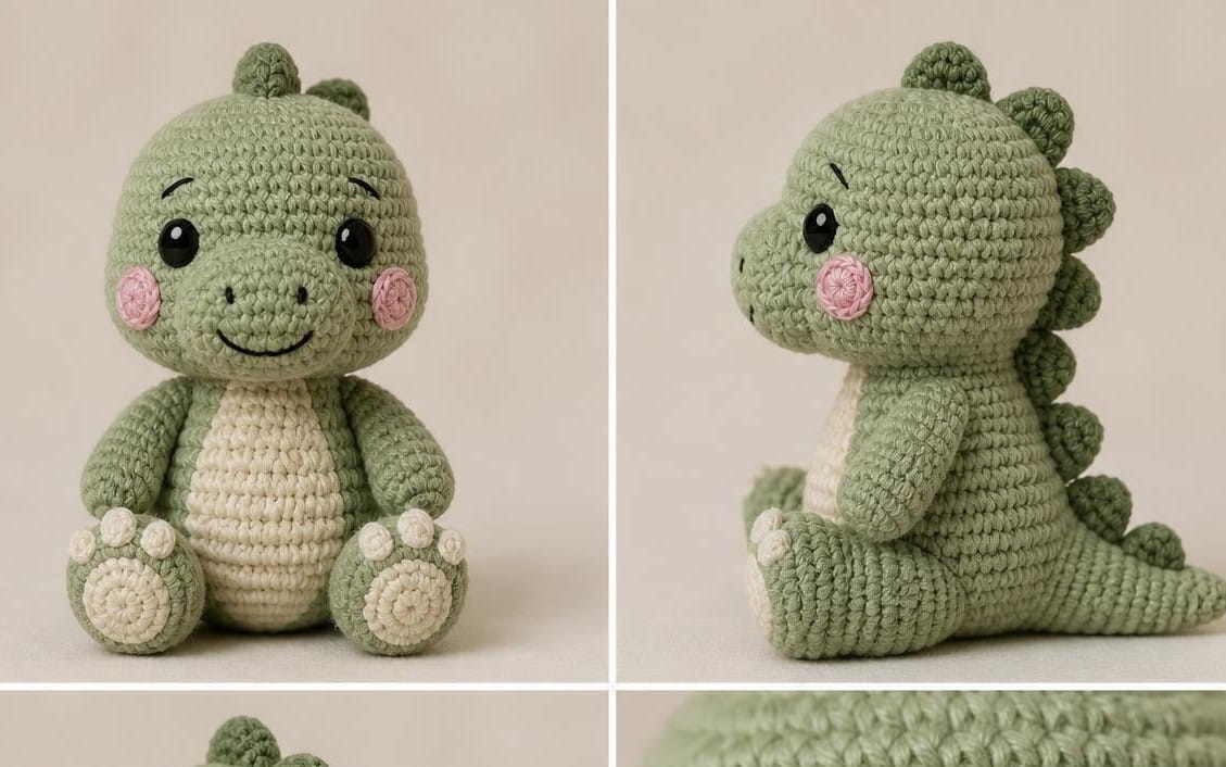 Dinosaur Crochet Pattern PDF | Amigurumi Dinosaur Toy Pattern | Crochet Dinosaur Animal Pattern