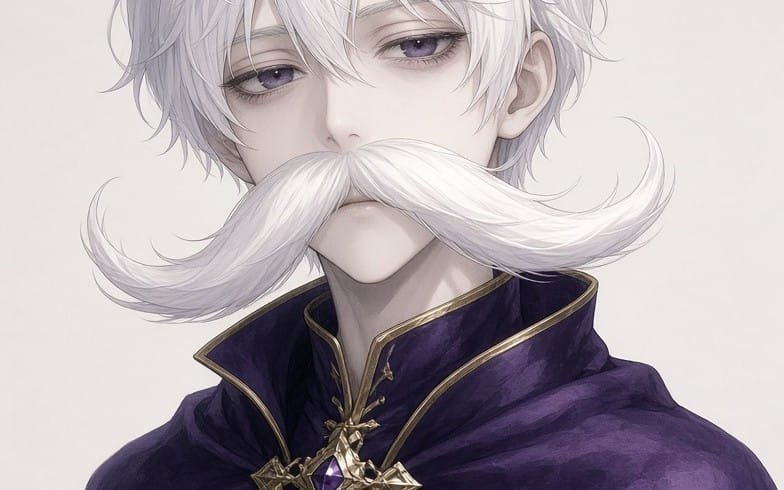 Anime-style male character with white hair and a purple cloak, digital cover art for The Grand Elder's Gambit