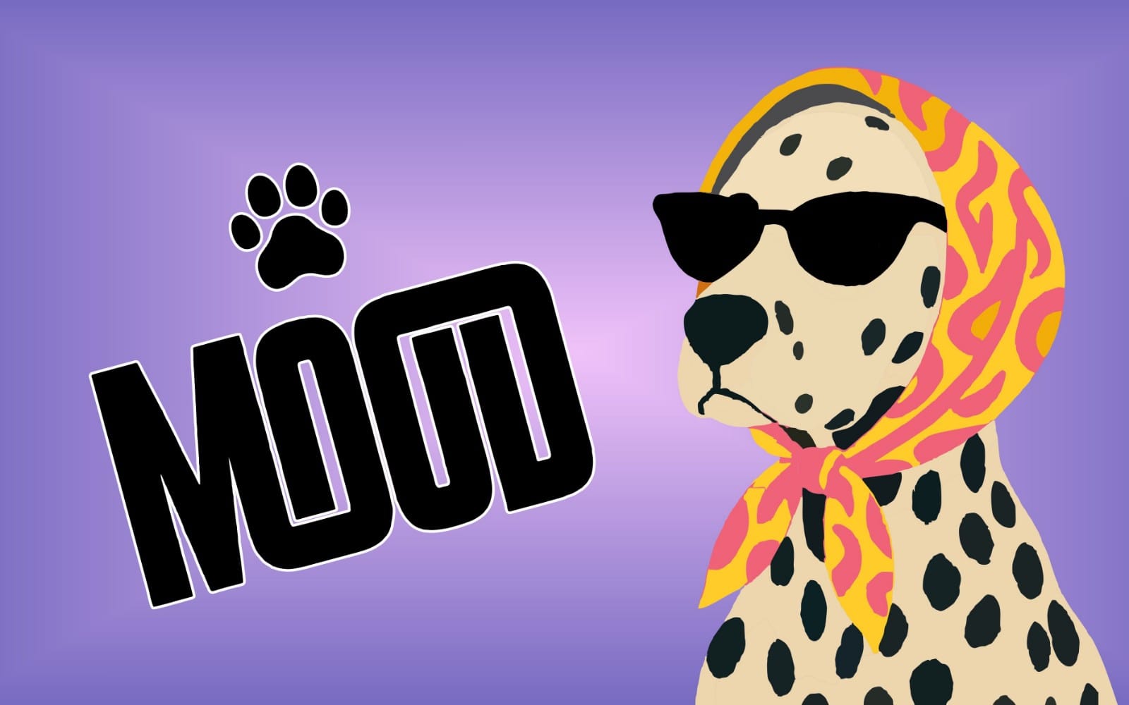 "Cool Dalmatian Poster — Retro Pop Art Dog Print with Sunglasses & Headscarf"