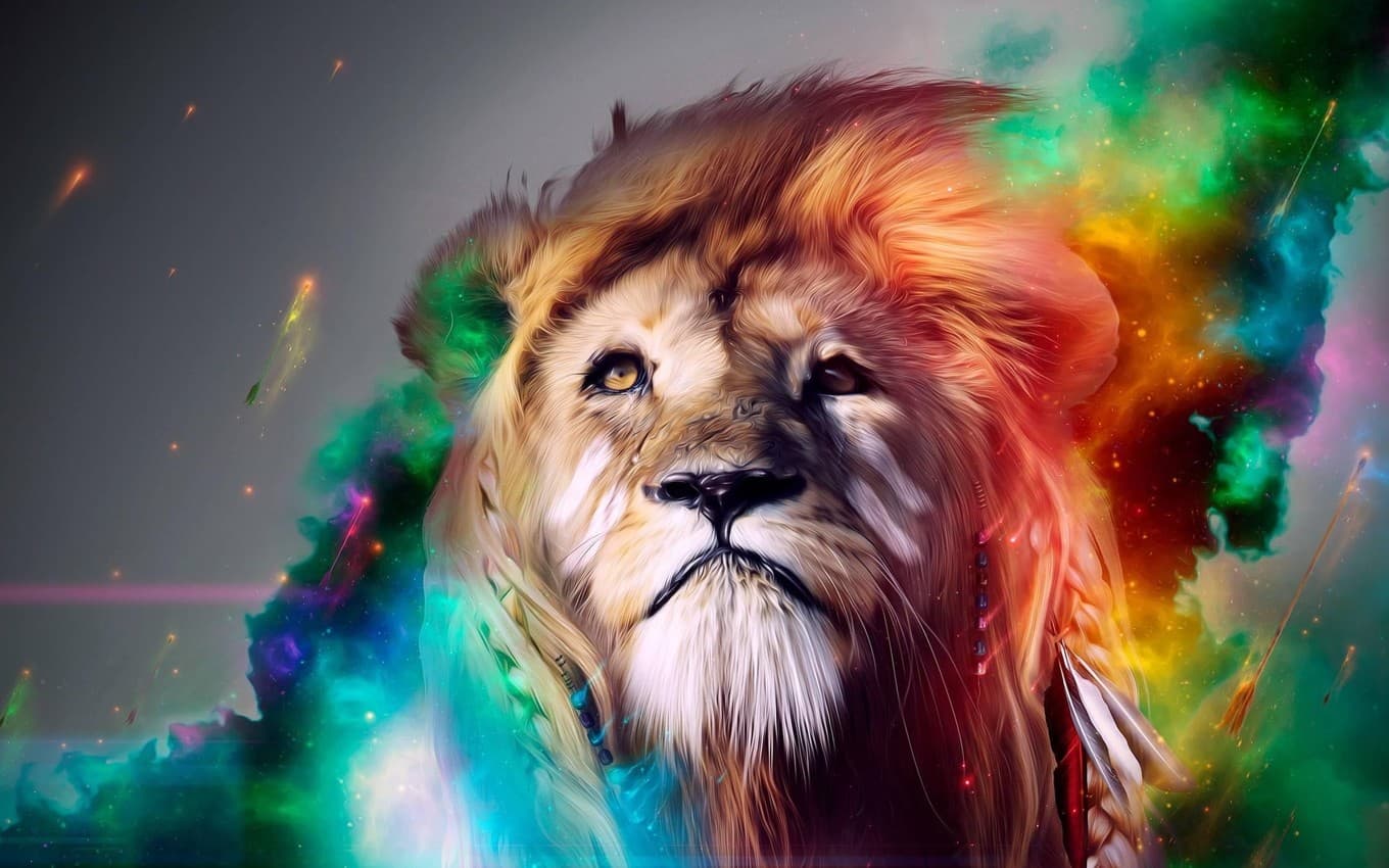 Rainbow Colored Loin Face