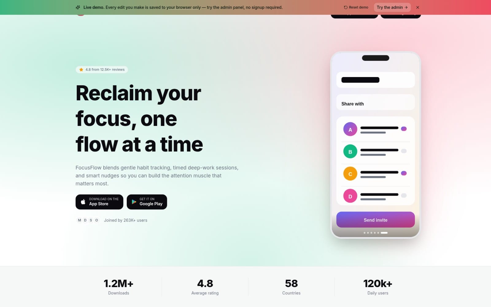 Nexus — Next.js 16 Mobile App Landing Starter Kit with Admin Panel
