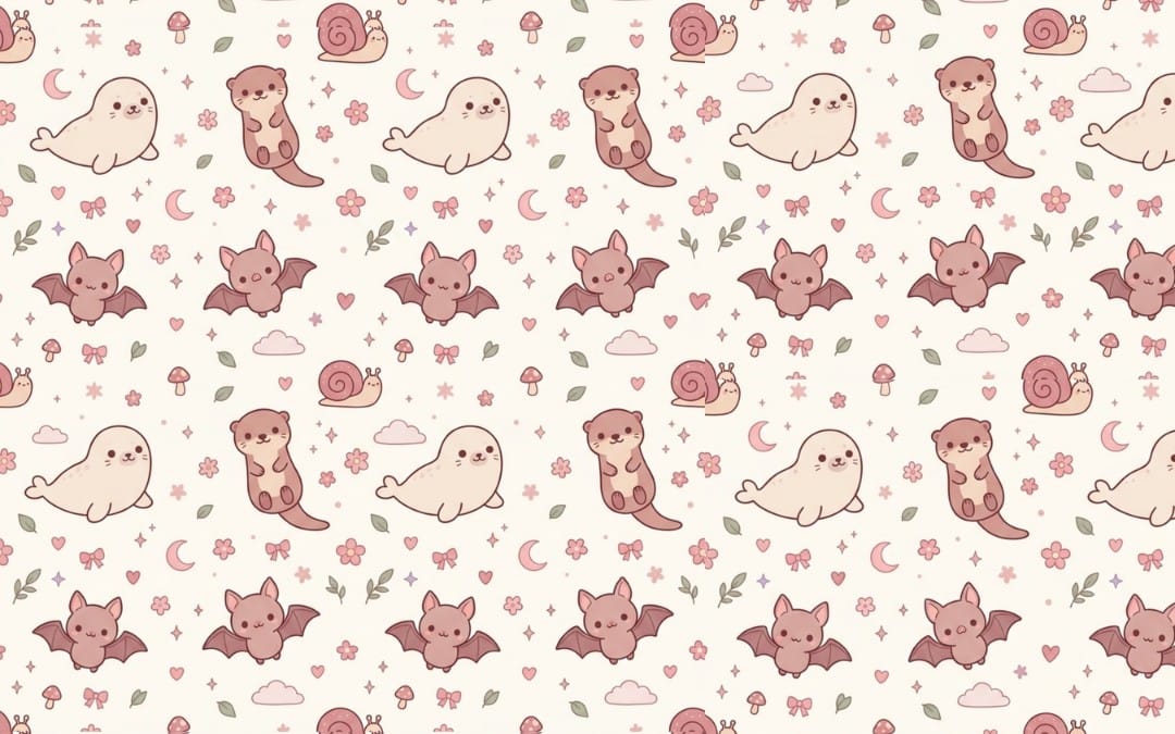 Cute llama and bear seamless pattern - Sweet & Pink Collection