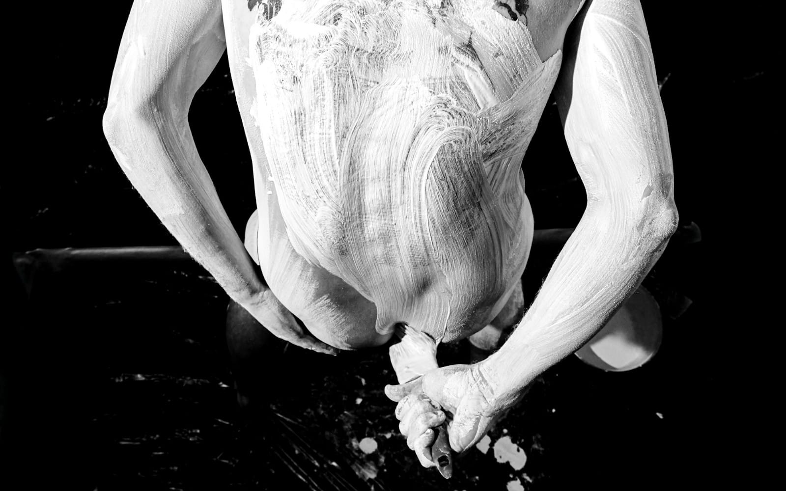 Conversations with the Body — Conceptual Black-and-White Portrait | Philosophical Interior Art Poster