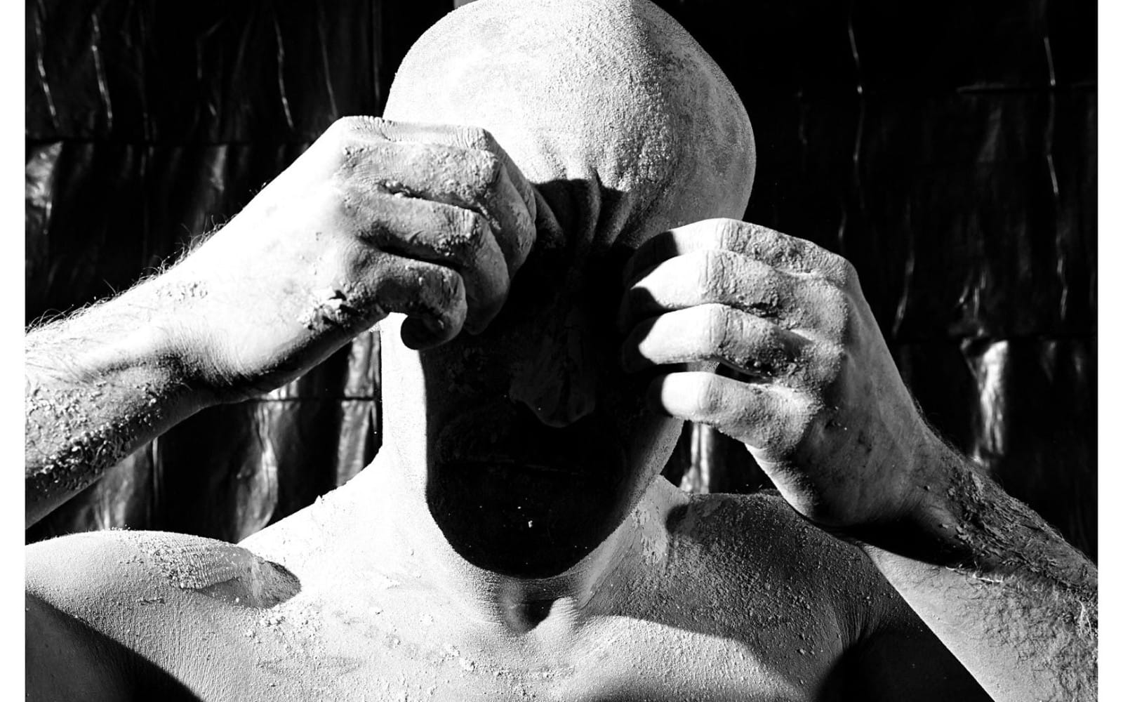 Who are we without the mask? Conceptual black and white portrait | Philosophical poster for interior.