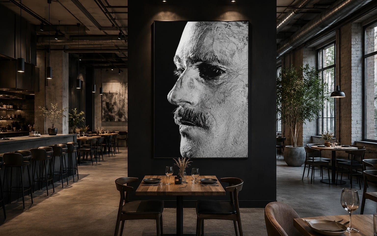 Riss im Maskenbild — Konzeptuelle Schwarzweiß-Porträt | Philosophische Innenraumkunst Poster