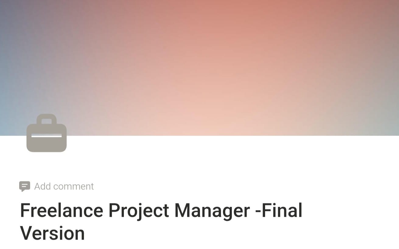 Screenshot-style cover with title text for a Freelance Project Manager complete Notion system template