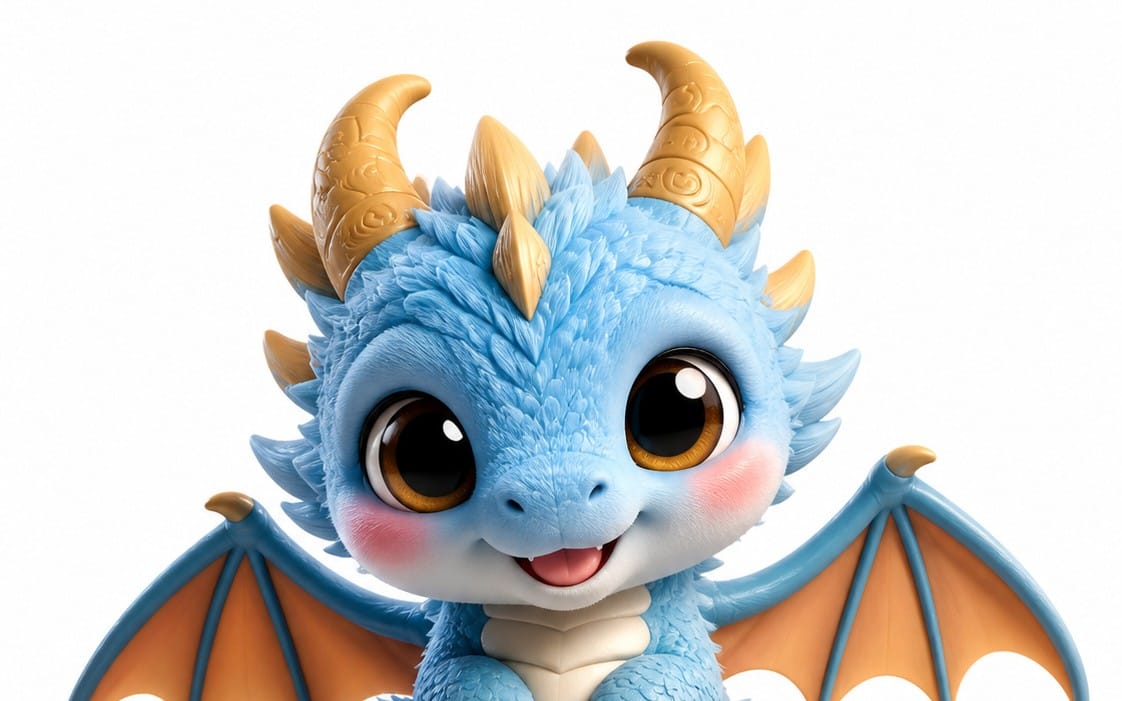 Little Blue Skyward Dragon Hatchling Figurine Design for Children's Merchandise