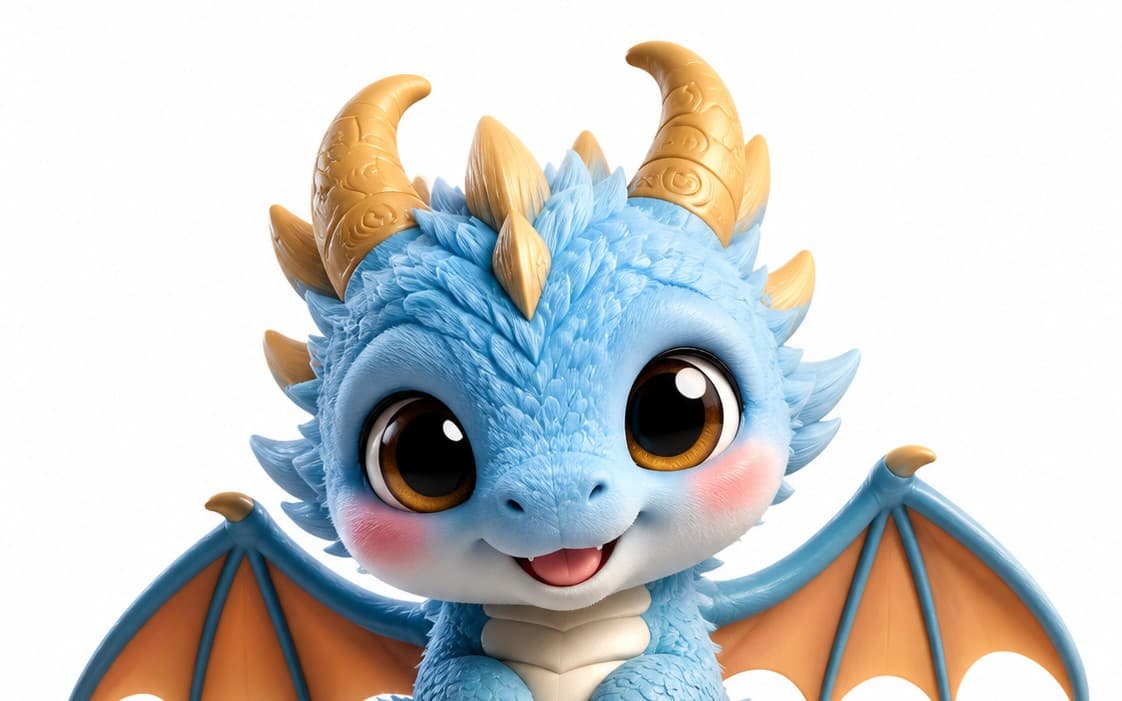 Little Blue Skyward Dragon Hatchling Figurine Design for Children's Merchandise