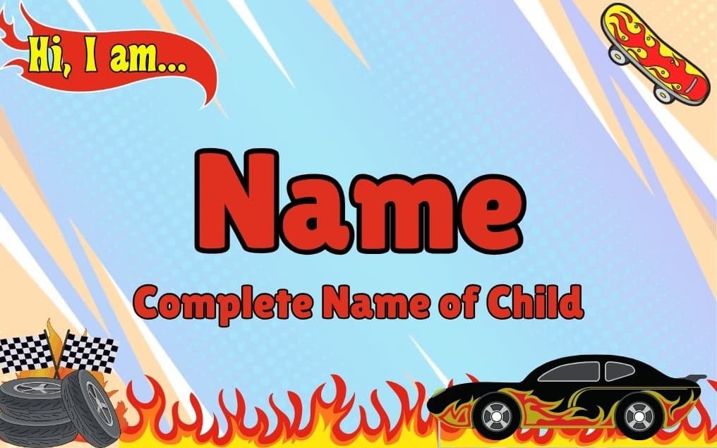 NameTag_Hotwheels Theme