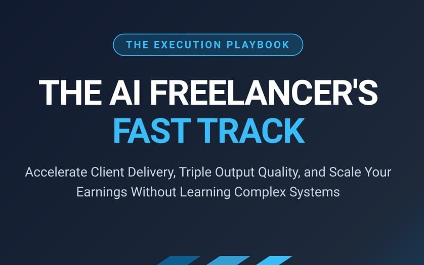 The AI Freelancer Fast Track comprehensive edition ebook cover titled The Execution Playbook with blue and dark