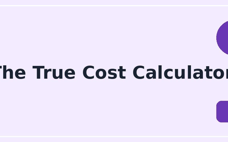 Online seller True Cost Calculator prompt banner with large text on a purple background