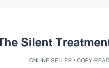 Online seller copy-ready follow-up prompt titled The Silent Treatment on a white webpage header