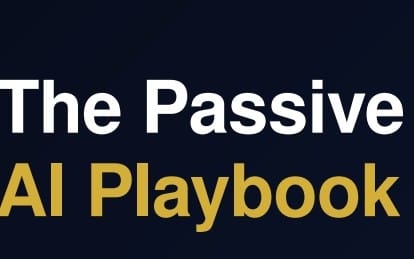 The Passive AI Playbook cover text on a dark blue background, digital ebook product design