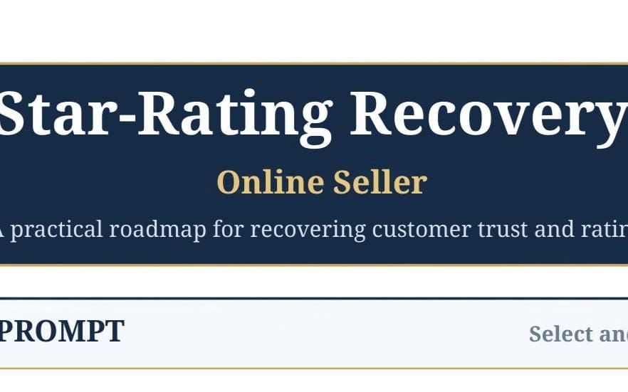 Star-Rating Recovery online seller plan header and text banner for customer trust and ratings