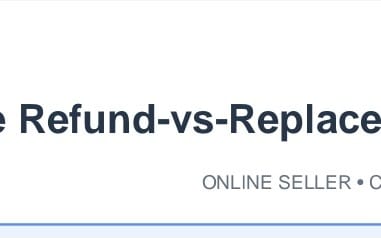 Refund-vs-replacement decision prompt banner for an online seller digital product