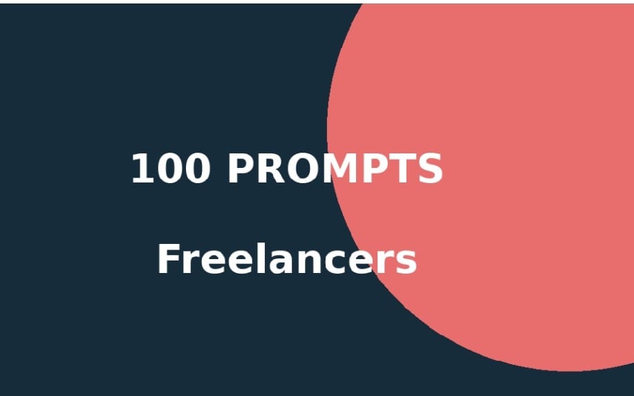 Minimal graphic banner reading 100 PROMPTS Freelancers for an AI prompt digital product