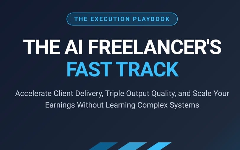 The AI Freelancers Fast Track execution playbook cover banner with title and tagline on a dark blue background