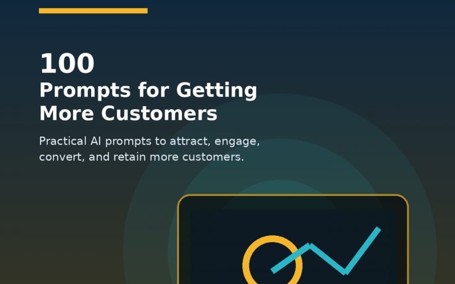Cover banner for 100 Prompts for Getting More Customers digital AI marketing prompt pack
