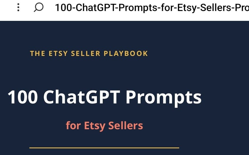 Cover of a digital book titled 100 ChatGPT Prompts for Etsy Sellers