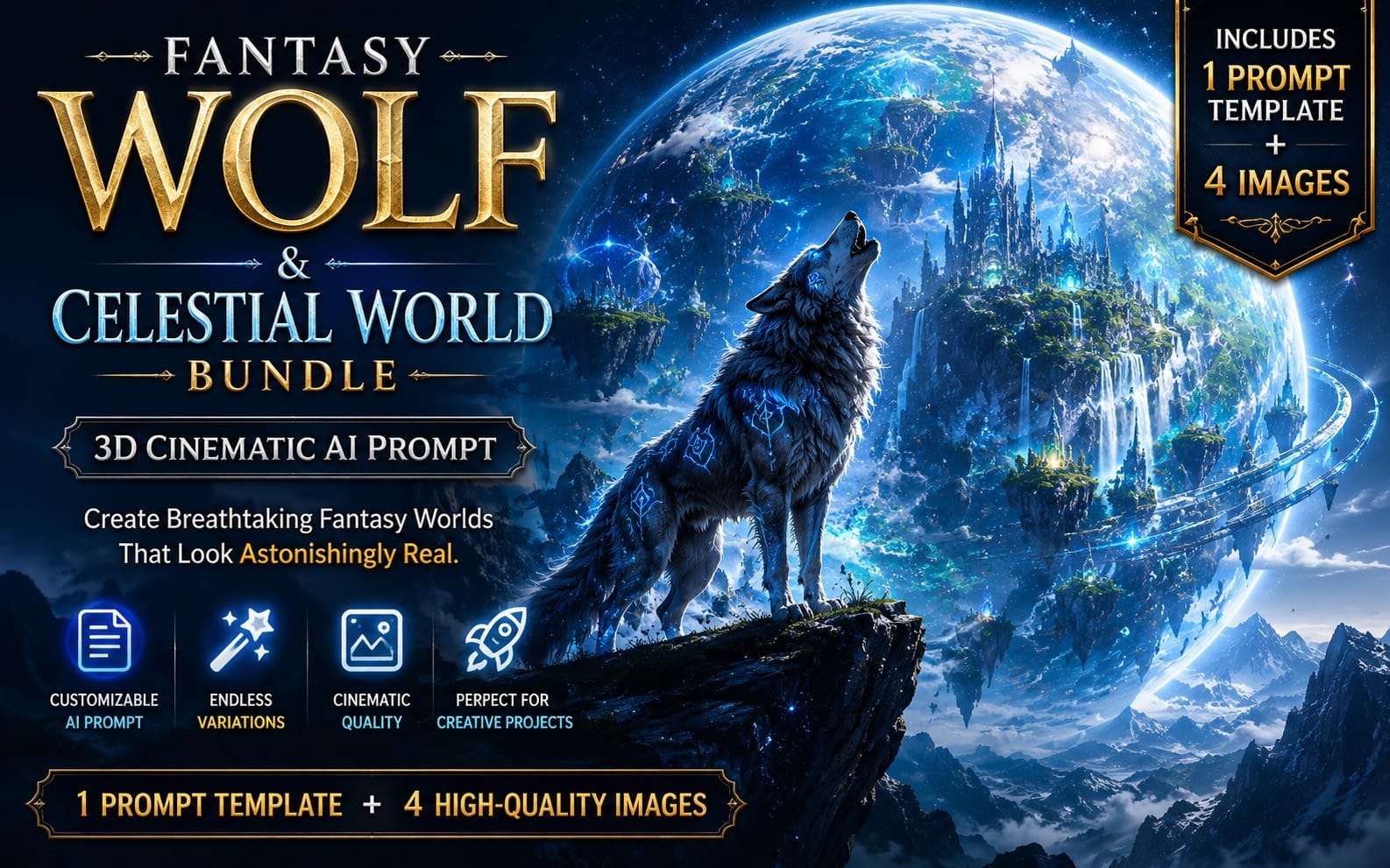 Fantasy Wolf Celestial Worlds