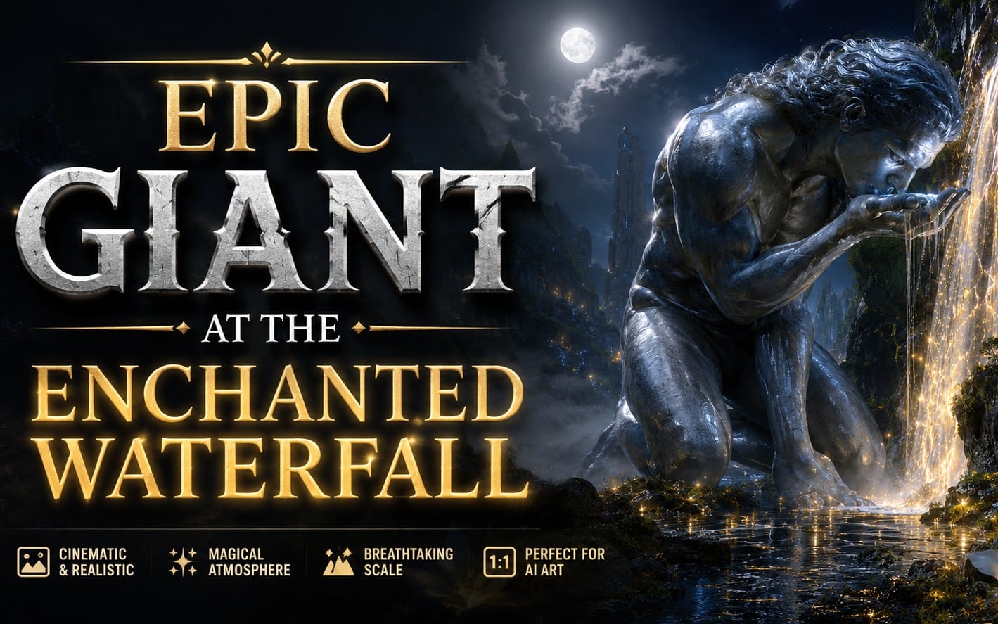 Epic Giant at the Enchanted Waterfall