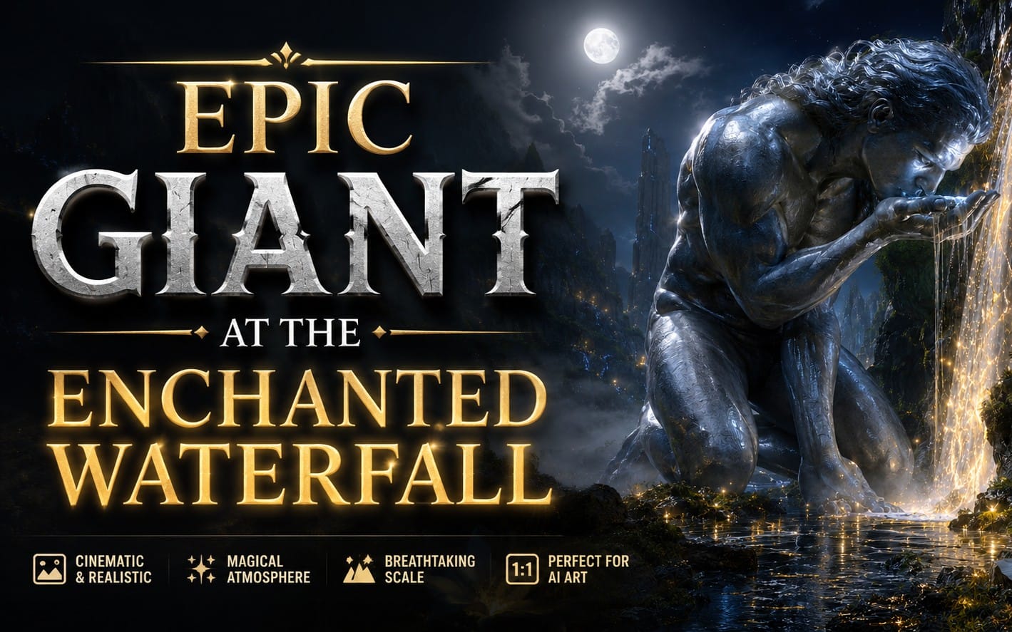 Epic Giant at the Enchanted Waterfall