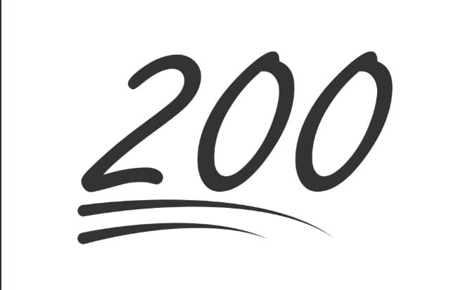 Black handwritten-style 200 number text on white background for a digital quantity or label graphic