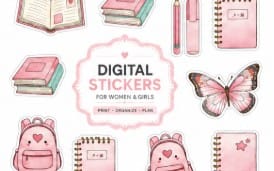 Digital stickers for girls