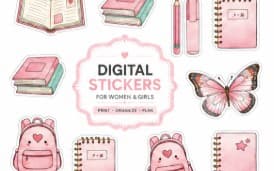 Digital stickers for girls