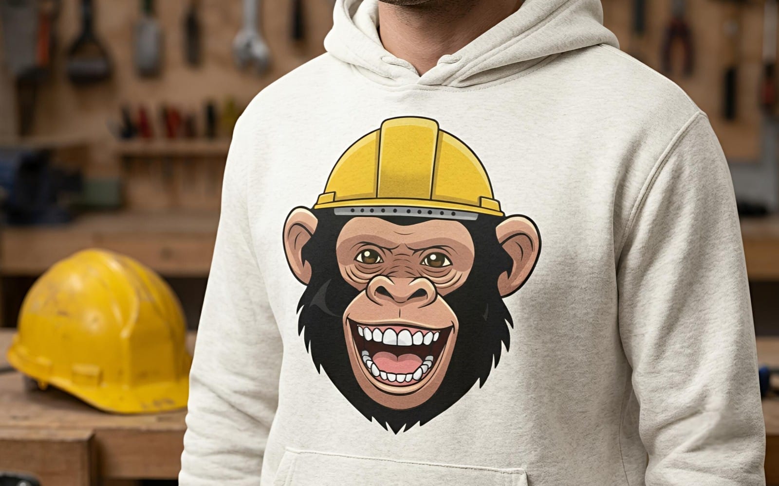 Hard Hat Construction Chimpanzee Vector Graphic