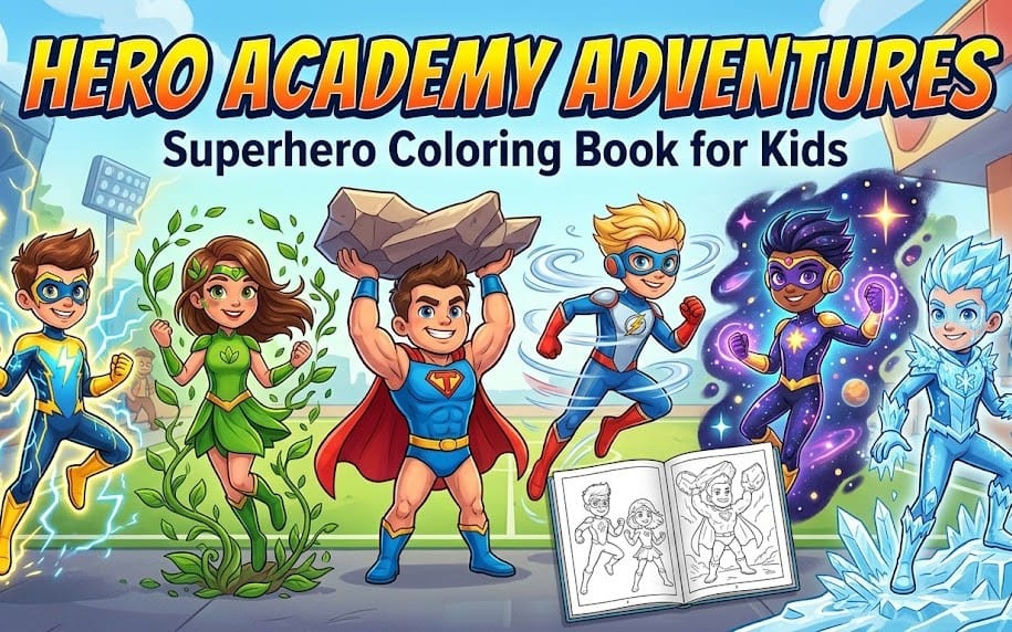 Hero Academy Adventures: Superhero Coloring Book for Kids
