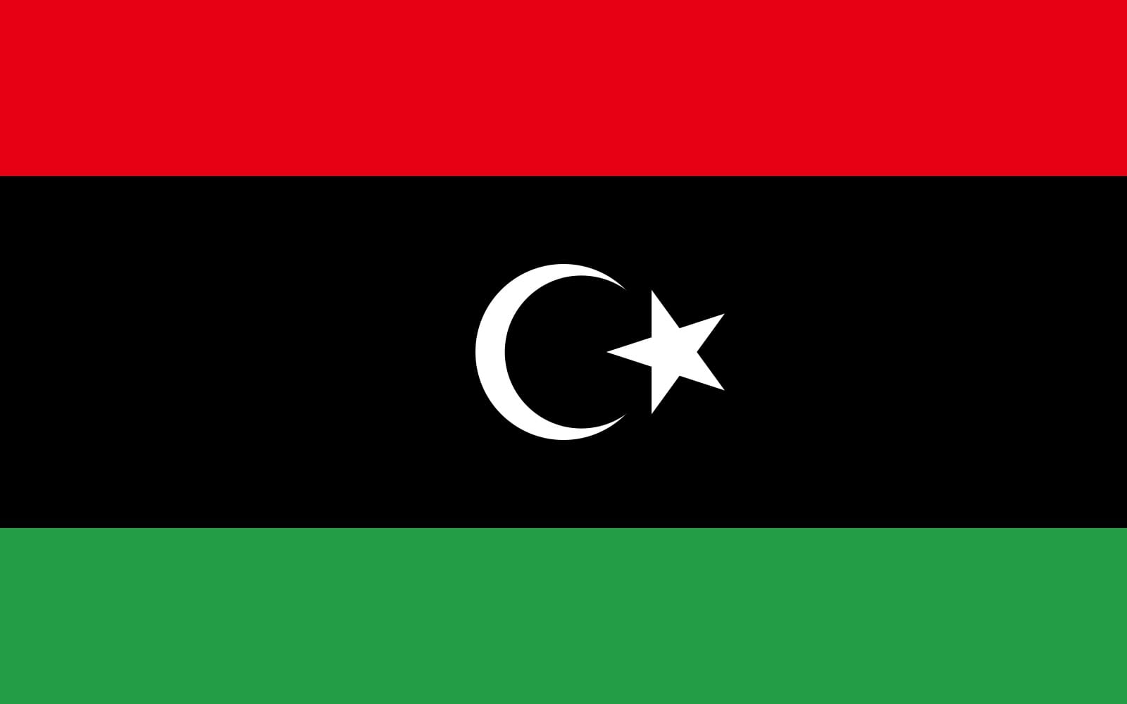 Libya flag with crescent and star, digital travel-themed banner for 4 DAYS IN LIBYA product