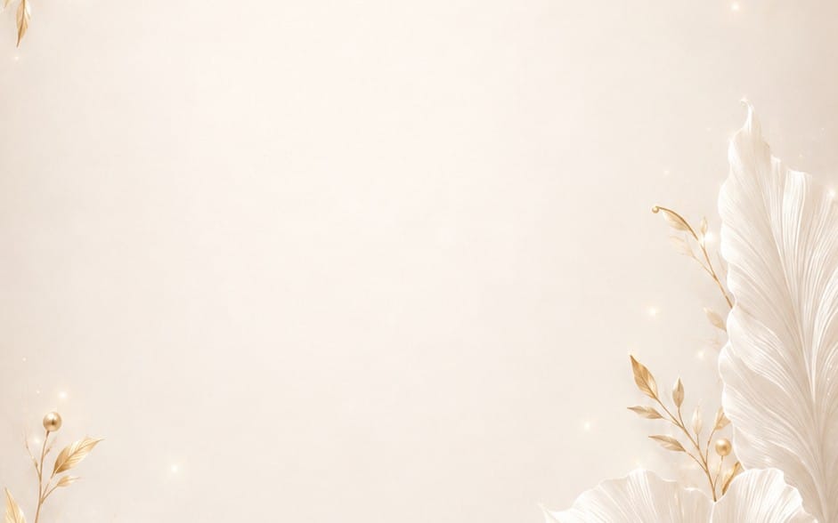Elegant Ivory White Botanical Background – Soft Gold Luxury