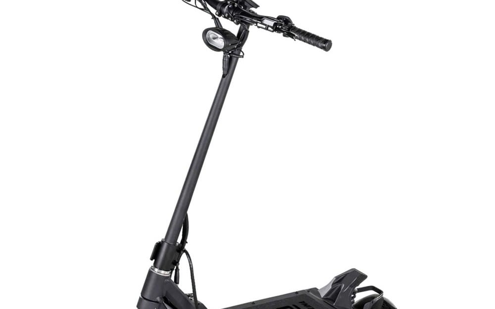 Nami Klima Max electric scooter front frame with handlebars and headlight on white background