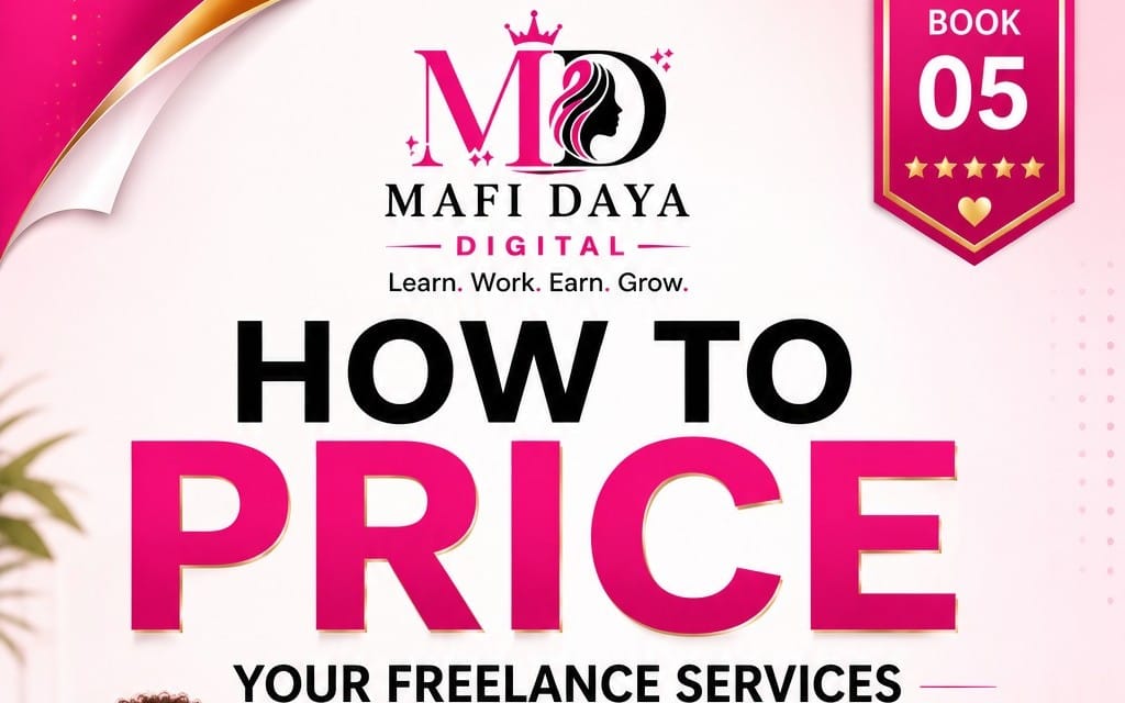 Book cover design for How to Price Your Freelance Services with bold text and brand logo