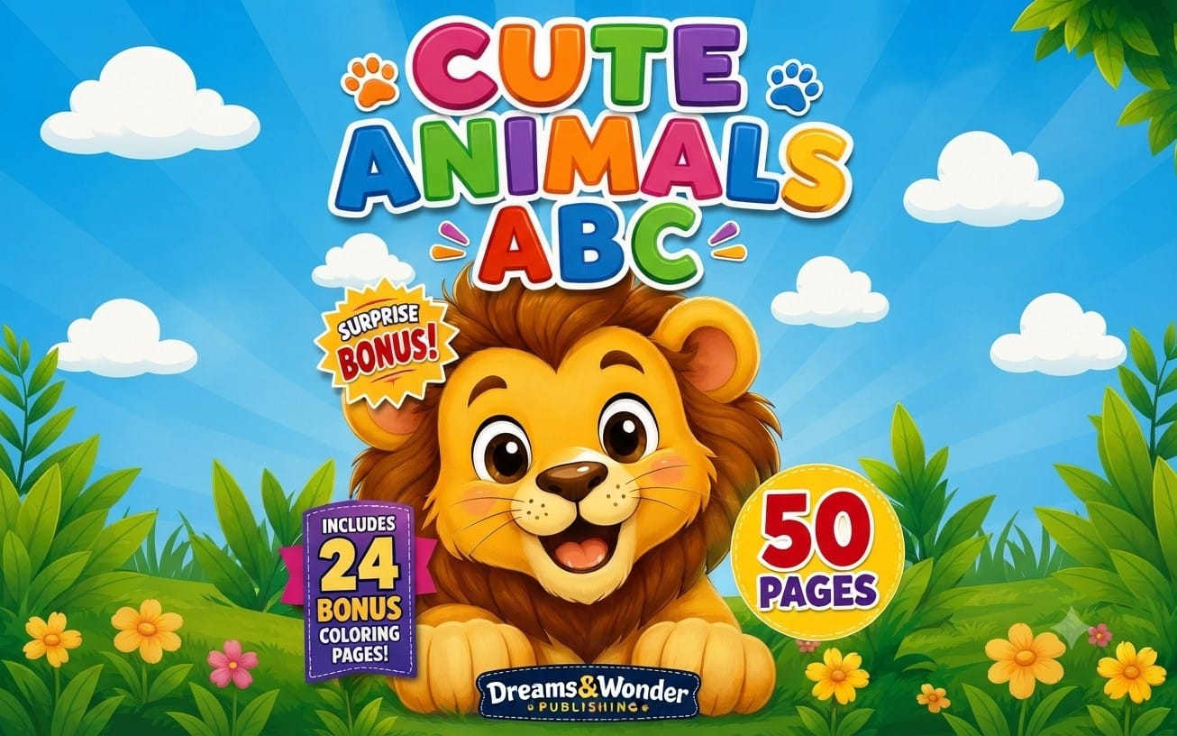 ABC Animals Coloring Book for Preschool Kids: Cute Animal Alphabet Coloring Pages for Toddlers and Children