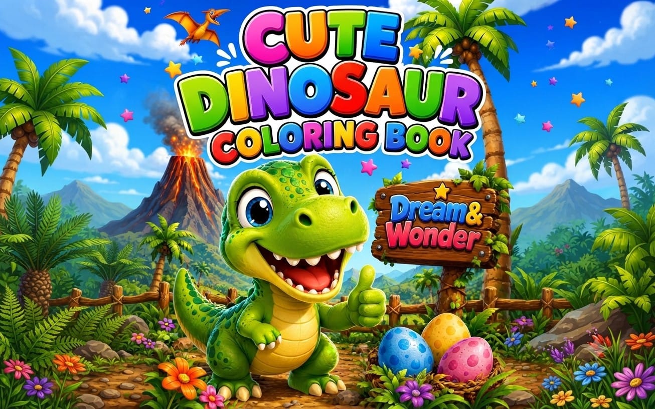 Cute Dinosaur Coloring Book