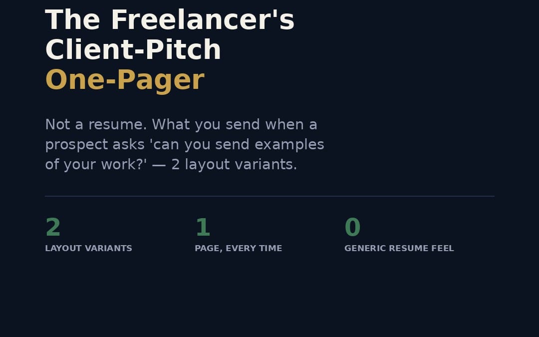 The Freelancer's Client-Pitch One-Pager (2 Layout-Varianten)