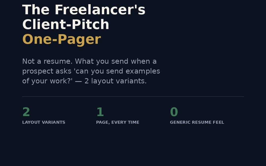 The Freelancer's Client-Pitch One-Pager (2 layout variants)