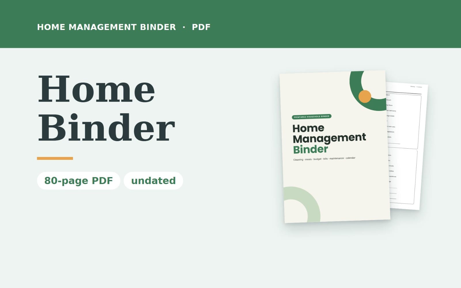 Home Management Binder | Household Planner with Cleaning Schedule, Meal Planner, Budget, Bill Tracker & Home Maintenance