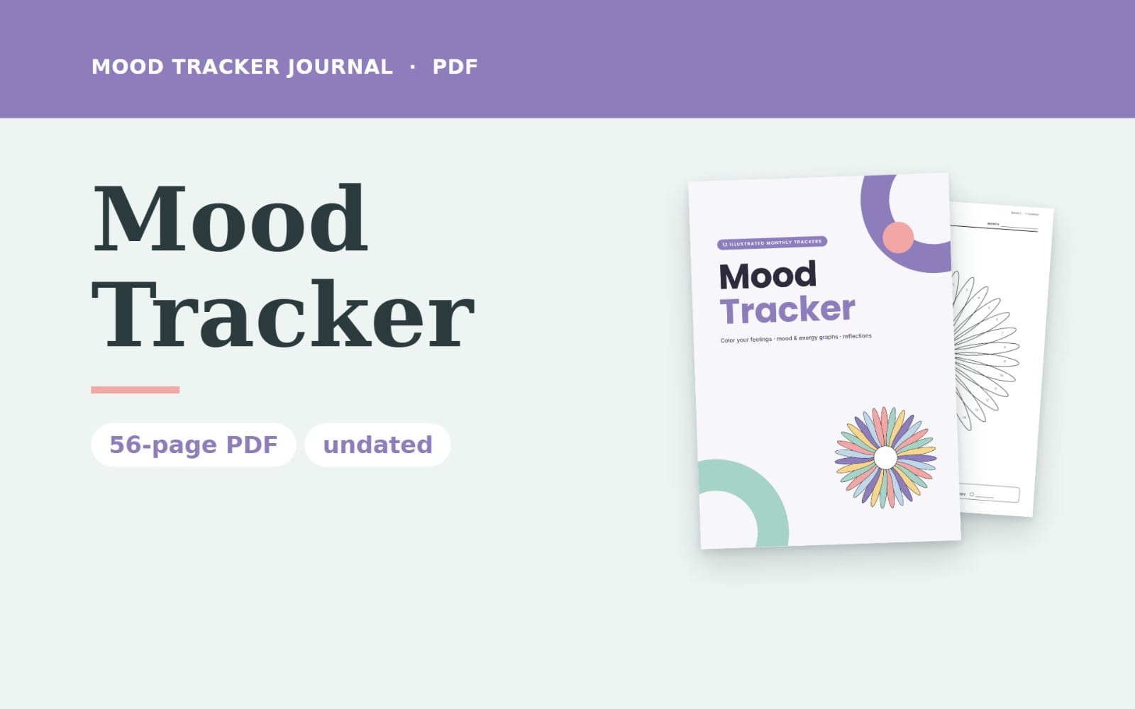 Mood Tracker Journal | 12 Illustrated Monthly Mood Trackers, Year in Pixels, Mood & Energy Graphs & Daily Check-Ins