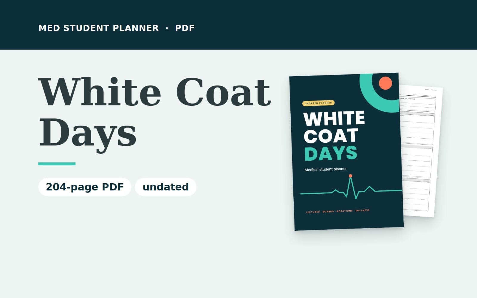 Medical Student Planner | Undated Weekly Med School Organizer for Lectures, Board Prep & Rotations | Printable PDF, A4 & US Letter | GoodNotes