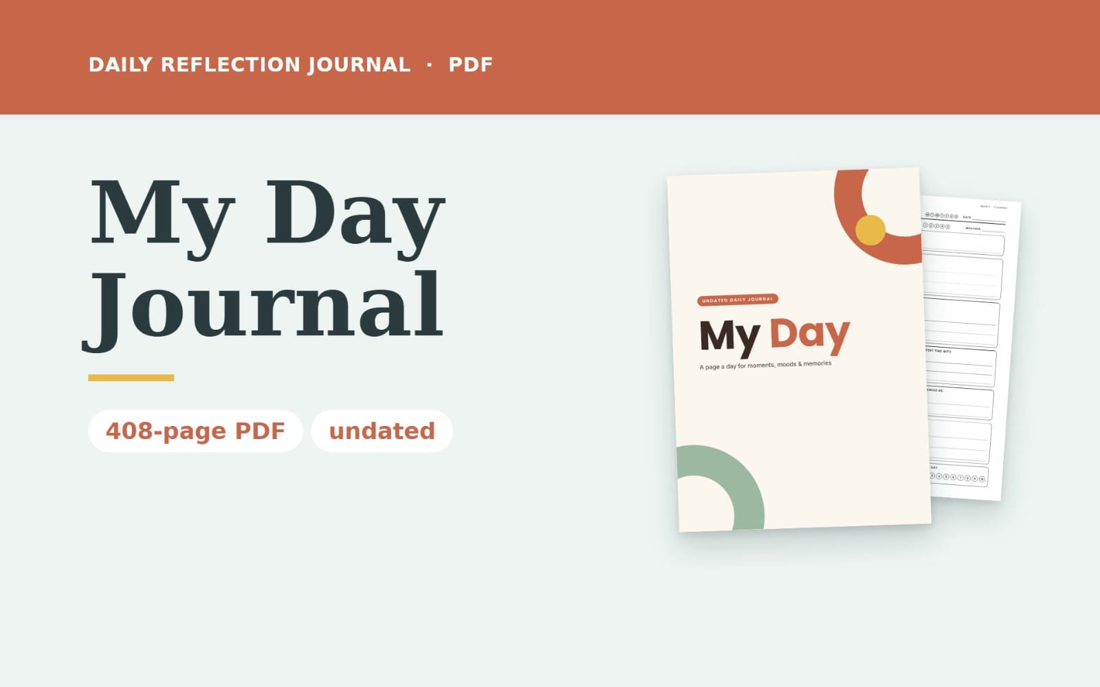 My Day Daily Journal | Undated 365-Day Reflection Journal with Daily Prompts, Mood Tracker & Gratitude | Printable PDF, A4 & US Letter