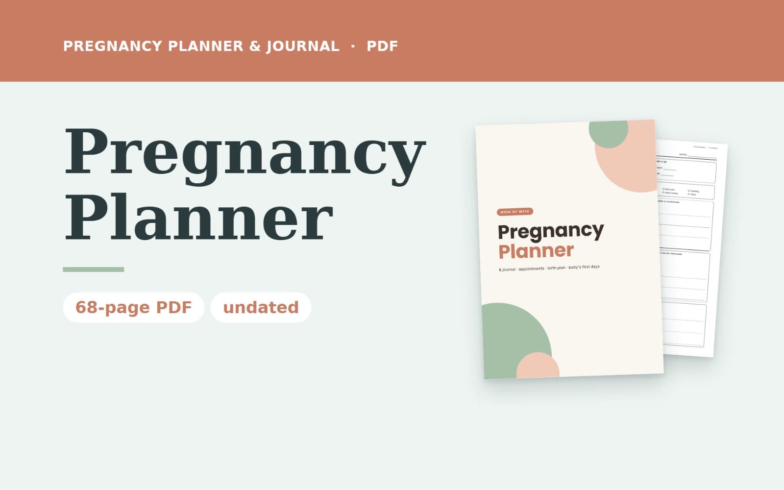 Pregnancy Planner & Journal | Week by Week Pregnancy Tracker with Appointments, Birth Plan & Hospital Bag Checklist | Printable PDF | GoodNotes