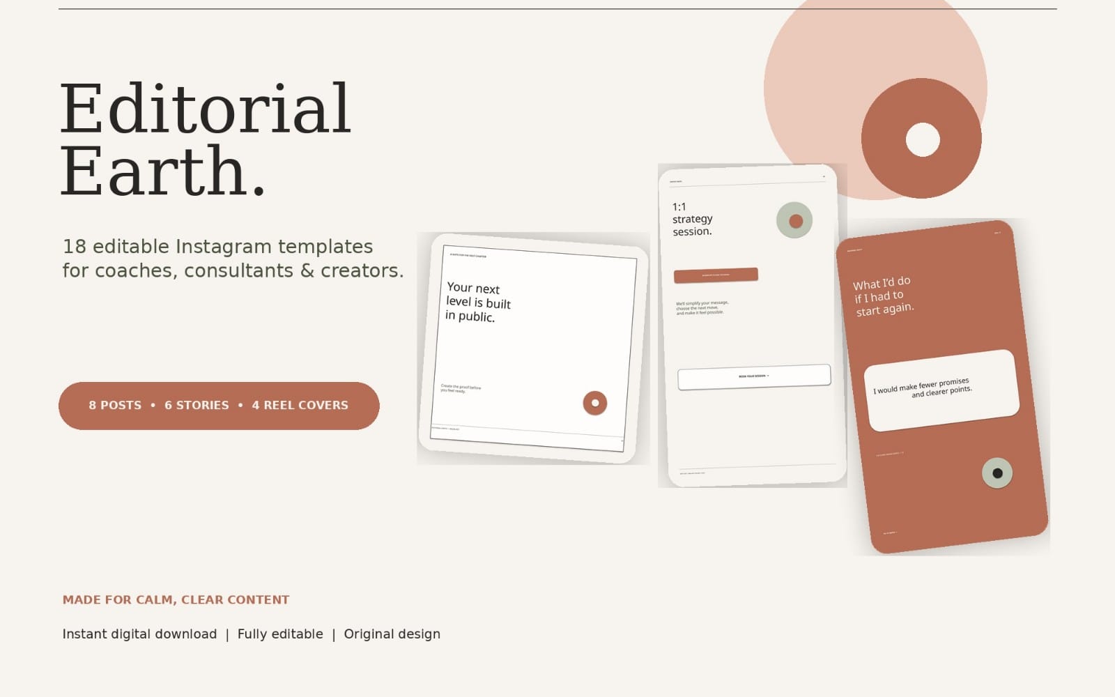 Editorial Earth — 18 Editable Instagram Templates