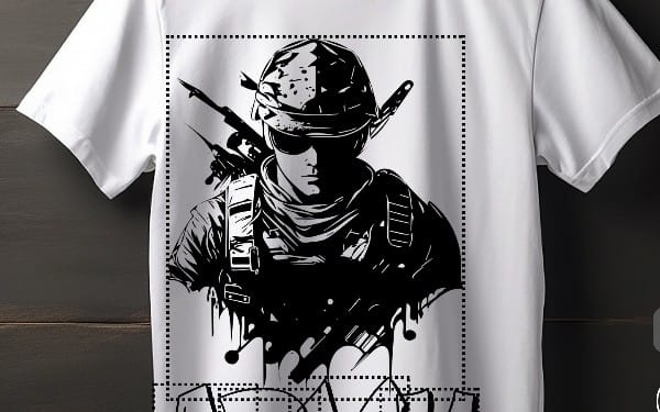 Urban Grunge Soldier Graphic White T-Shirt