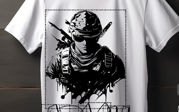 Urban Grunge Soldier Graphic White T-Shirt