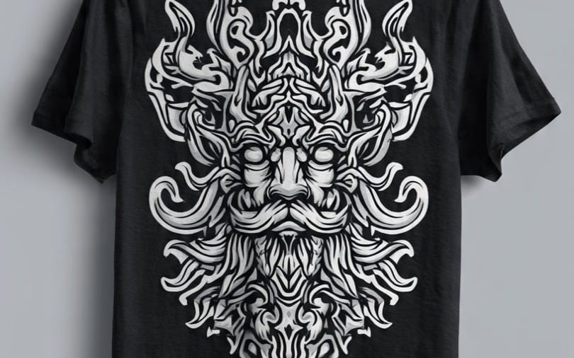Mystic Tribal Guardian Graphic T-Shirt | Bold Black Cotton Tee
